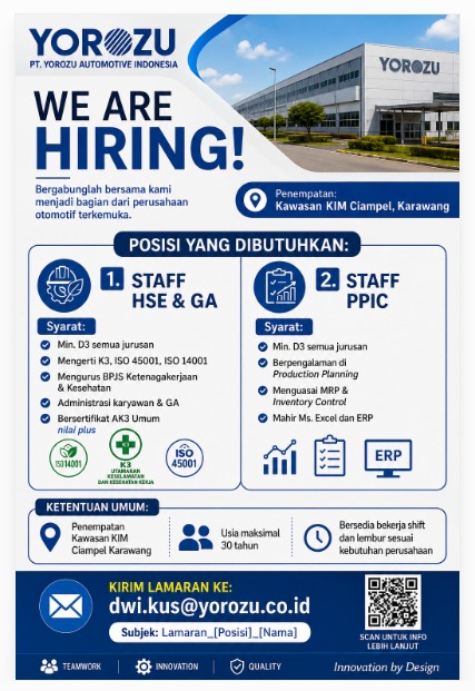 Foto lowongan Staff HSE & GA / Staff PPIC